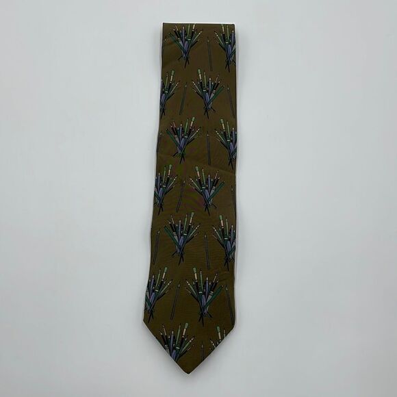 Paint brush print 100% silk necktie - Picture 1 of 5
